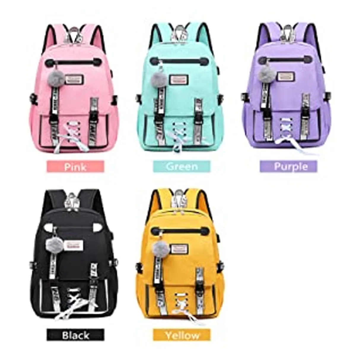 College Student Locked Schoolbag Anti-Theft Backpack with USB Charging Port