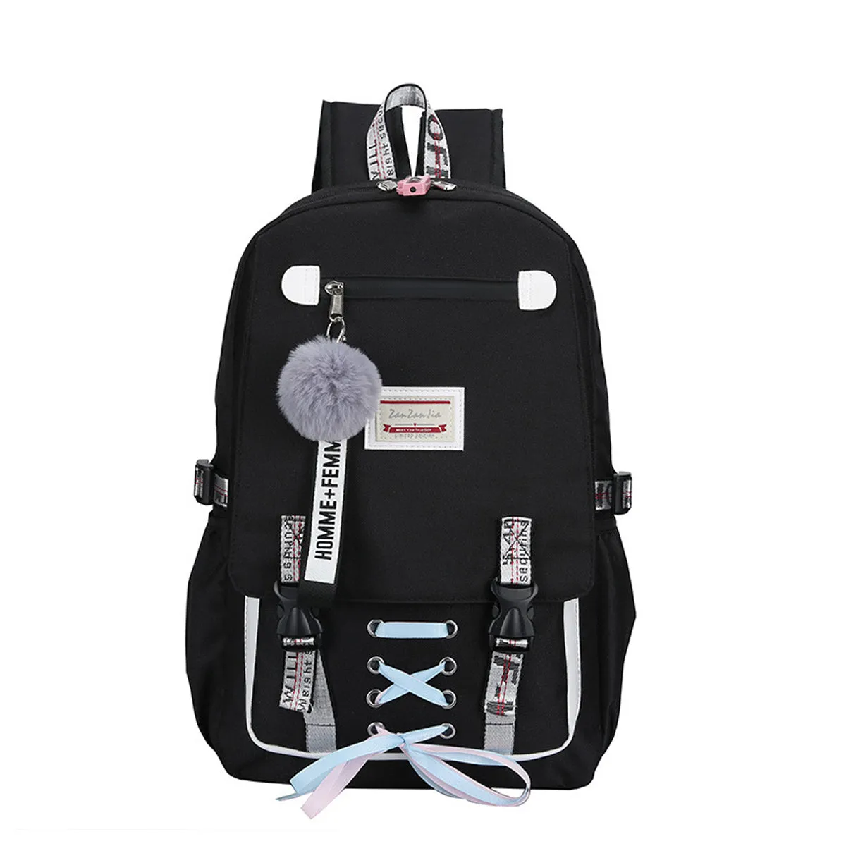 College Student Locked Schoolbag Anti-Theft Backpack with USB Charging Port