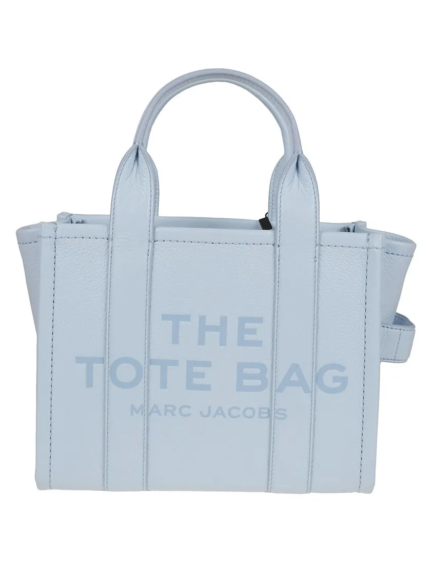 Compact Leather Tote With Embossed Signature Detail