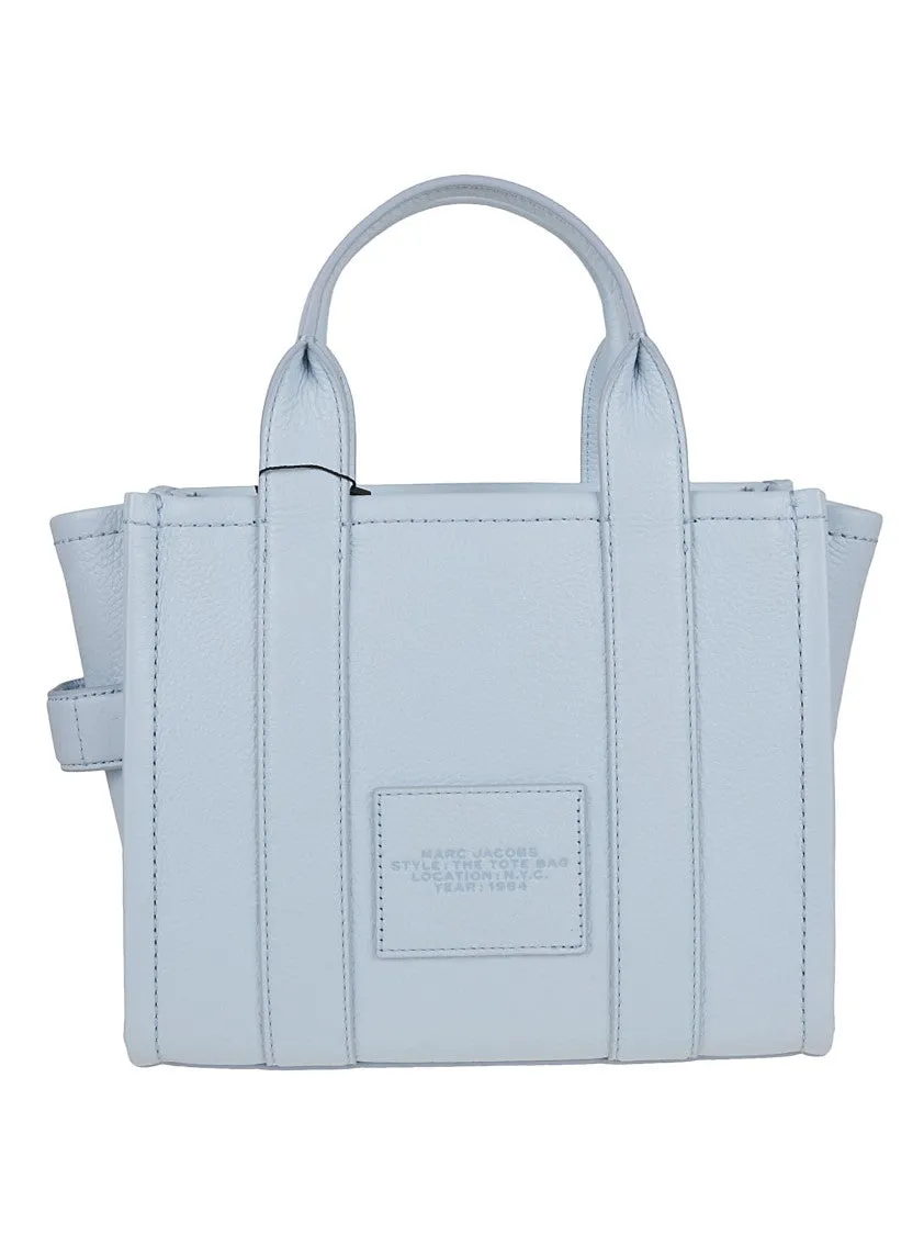Compact Leather Tote With Embossed Signature Detail