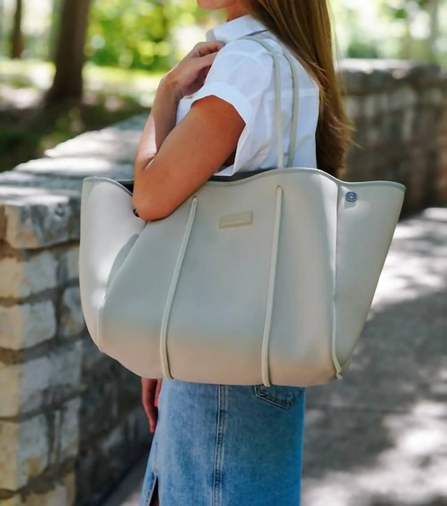 Contemporary Neoprene Tote Bag In Greige