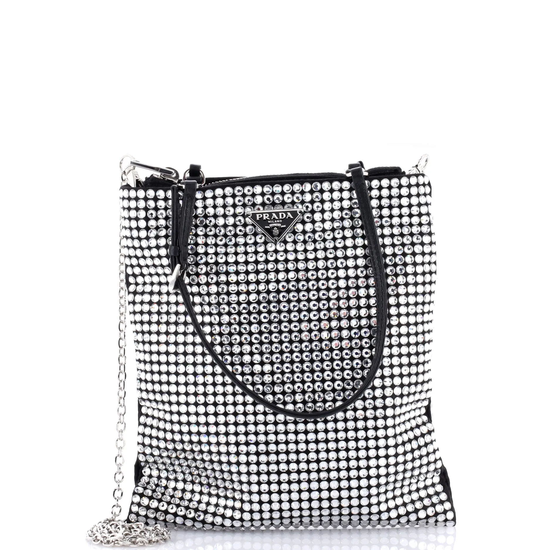 Convertible Open Tote Crystal Embellished Satin Mini