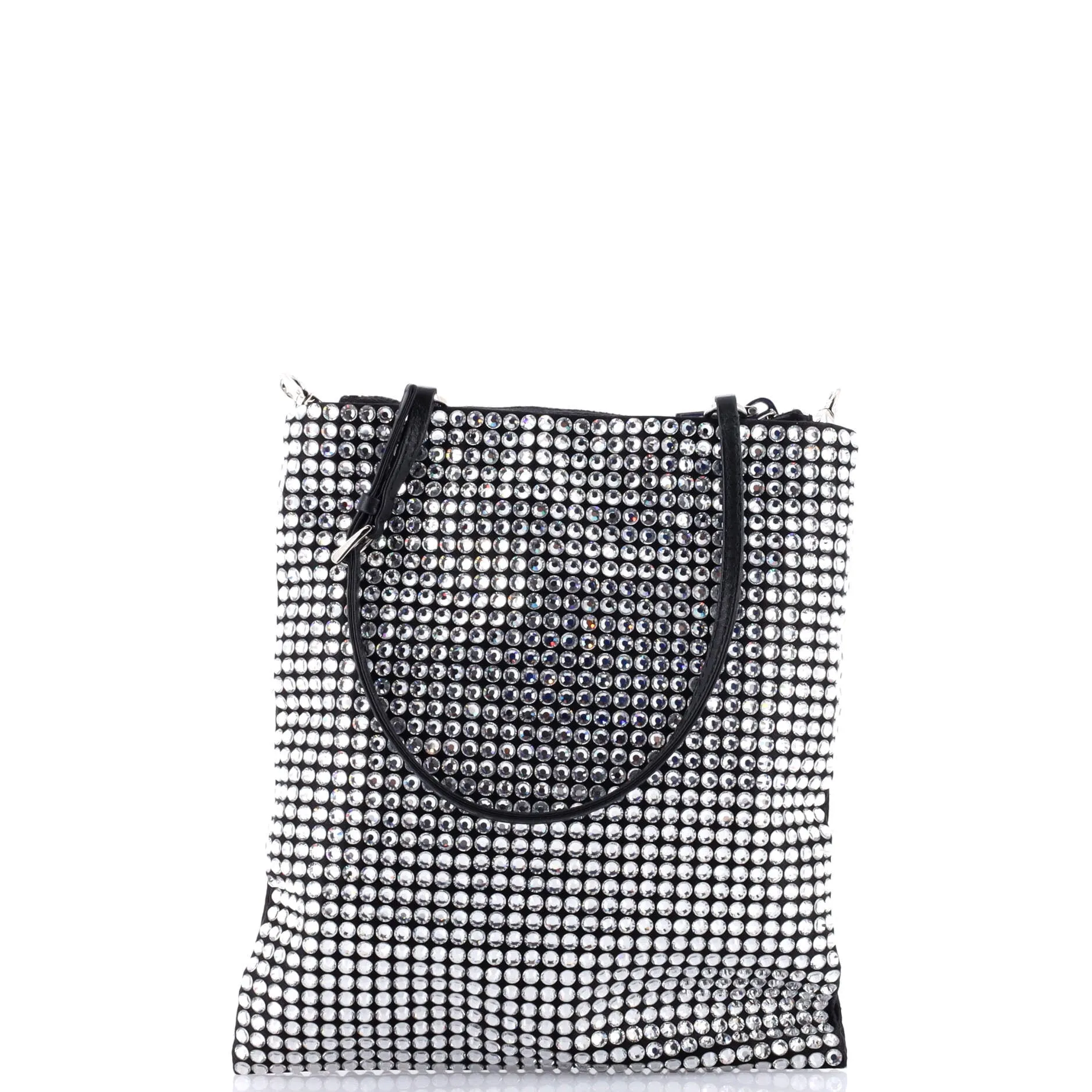Convertible Open Tote Crystal Embellished Satin Mini
