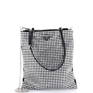 Convertible Open Tote Crystal Embellished Satin Mini