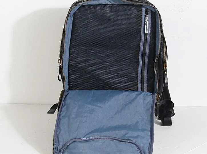 Cool Black Genuine Leather Mens Backpack Large Travel Backpack Hiking Backpack for men