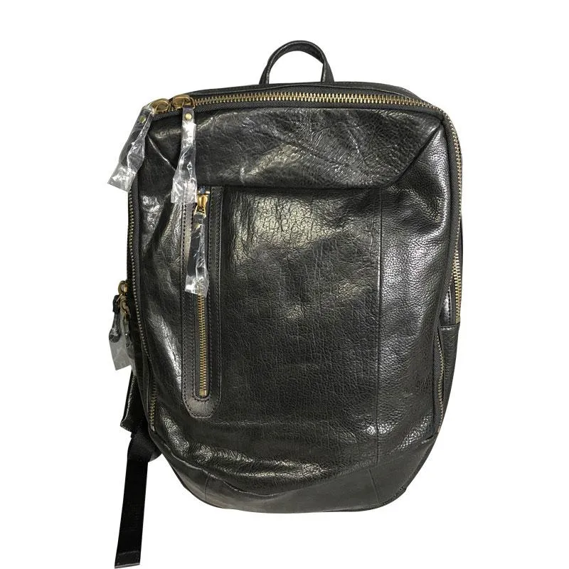 Cool Black Genuine Leather Mens Backpack Large Travel Backpack Hiking Backpack for men