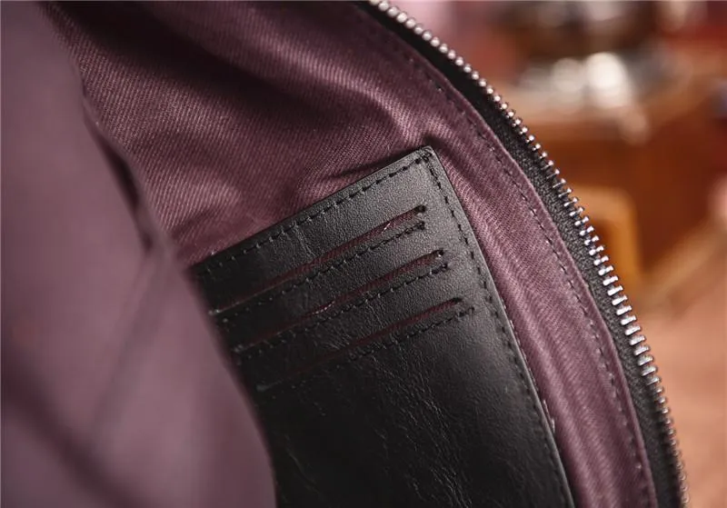 Cool Black Mens Leather One Shoulder Backpack Chest Bag Sling Bag Sling Crossbody Bag For Men