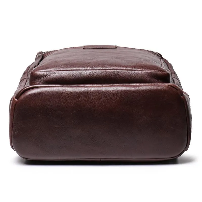 Cool Brown Leather Men's 15'' Laptop Backpack School Backpack Travel Backpack For Men