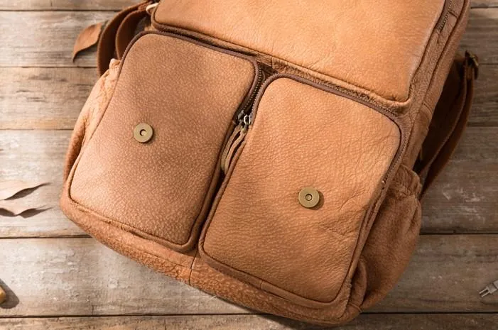 Cool Brown Mens Leather Backpacks Travel Backpacks Laptop Backpack for men