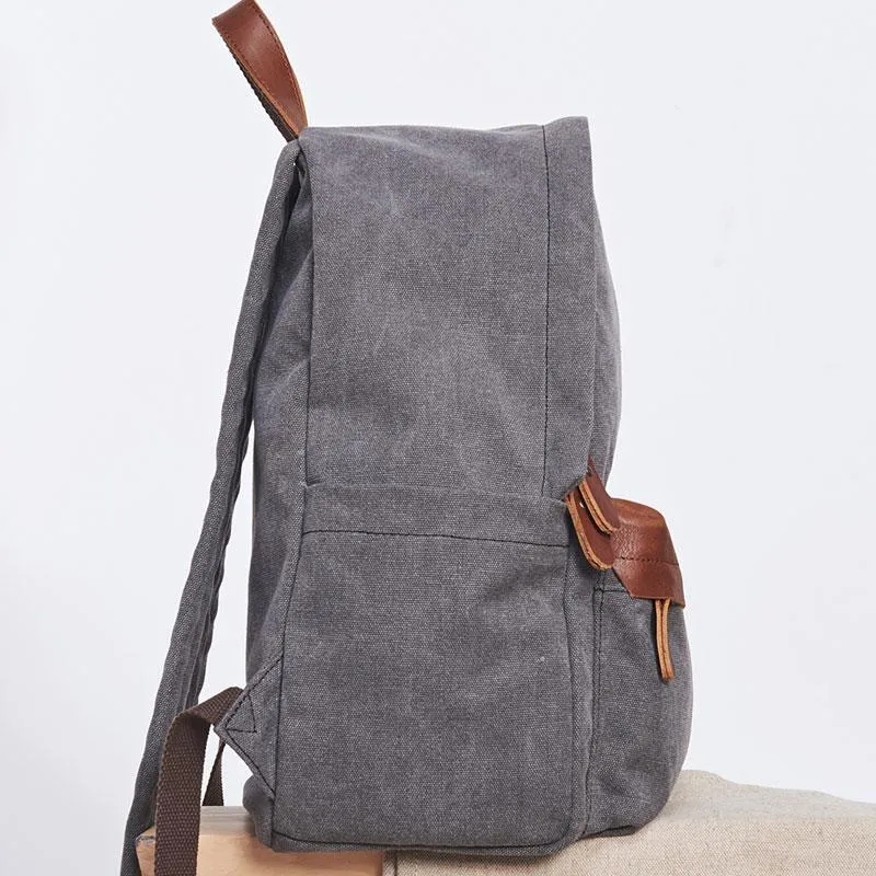 Cool Canvas Gray Mens Backpack Canvas Travel Bag Canvas School Bag for Men