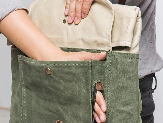 Cool Canvas Gray Travel Bag Mens Backpack Canvas Canvas School Bag for Men