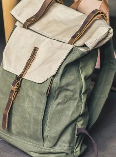 Cool Canvas Gray Travel Bag Mens Backpack Canvas Canvas School Bag for Men