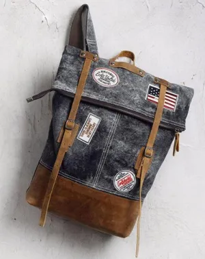 Cool Canvas Leather Gray Travel Bag Mens Backpack Canvas Canvas School Bag for Men