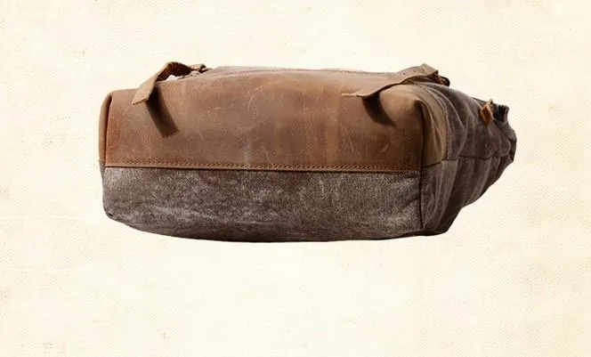 Cool Canvas Leather Gray Travel Bag Mens Backpack Canvas Canvas School Bag for Men