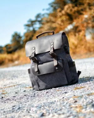 Cool Canvas Leather Mens 15'' College Gray Computer Backpack Travel Backpack for Men