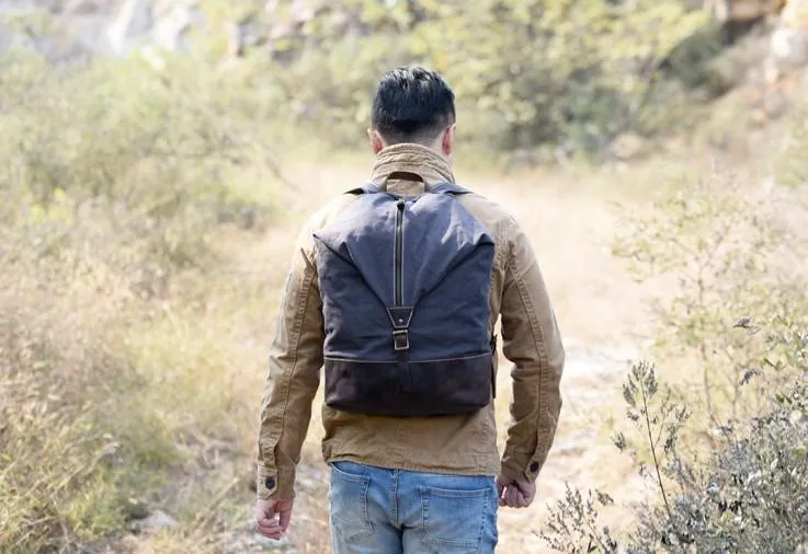 Cool Canvas Leather Mens Backpack Large Travel Backpacks Hiking Backpack for Men