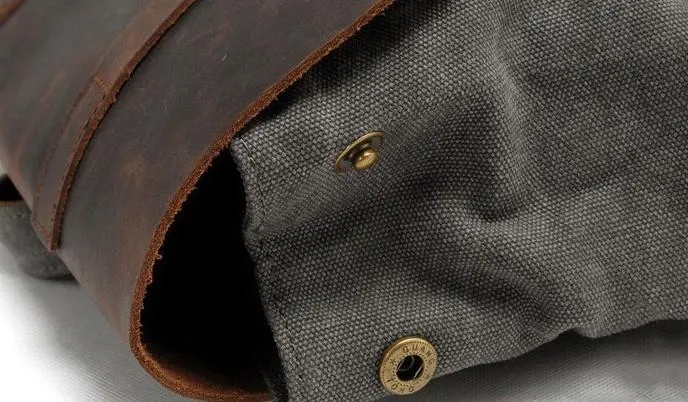 Cool Canvas Leather Mens School Backpack Laptop Backpack Canvas Travel Backpack Canvas for Men
