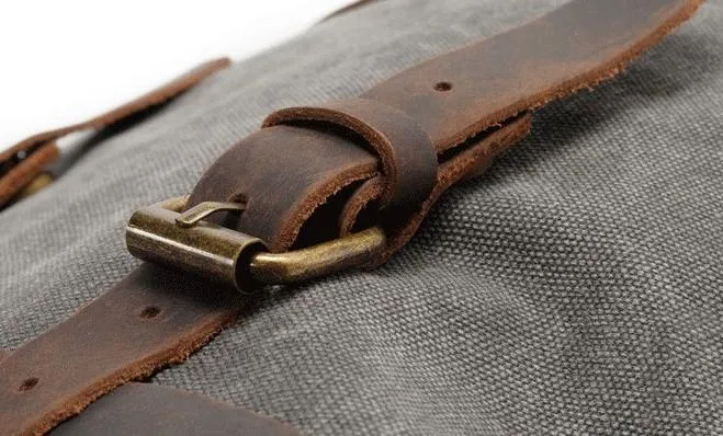 Cool Canvas Leather Mens School Backpack Laptop Backpack Canvas Travel Backpack Canvas for Men
