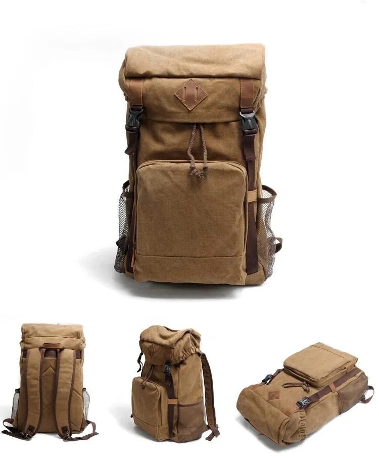 Cool Canvas Mens Retro Large 15???? Backpack Travel Backpack Hiking Backpack for Men