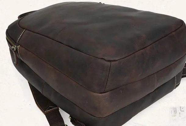 Cool Coffee Leather Mens Backpack Large Vintage Large Travel Backpack for Men
