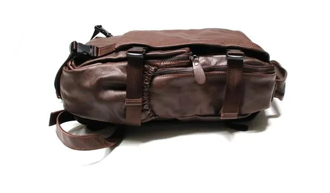 Cool Coffee Mens Leather Backpack Travel Backpacks Laptop Backpack for men