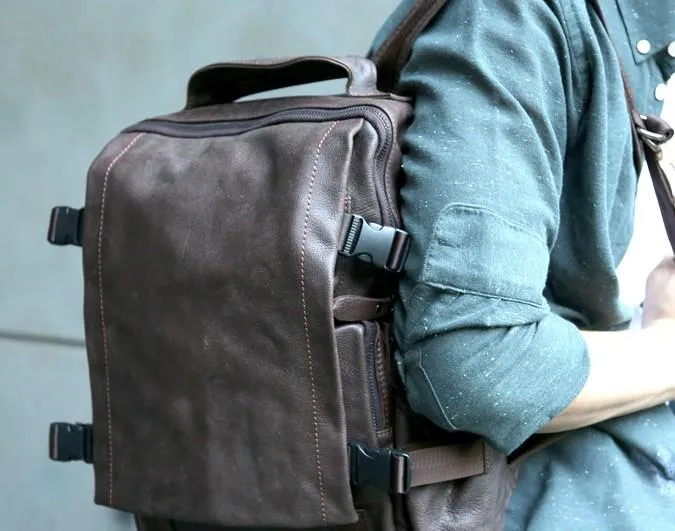 Cool Coffee Mens Leather Backpack Travel Backpacks Laptop Backpack for men