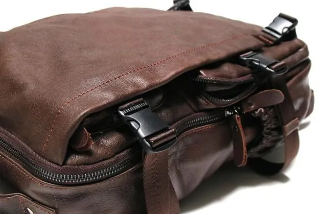 Cool Coffee Mens Leather Backpack Travel Backpacks Laptop Backpack for men