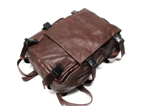Cool Coffee Mens Leather Backpack Travel Backpacks Laptop Backpack for men