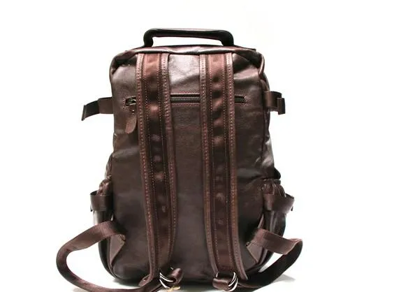 Cool Coffee Mens Leather Backpack Travel Backpacks Laptop Backpack for men