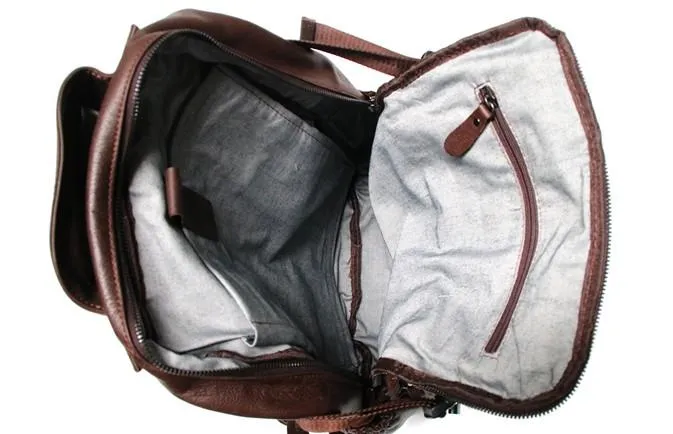 Cool Coffee Mens Leather Backpack Travel Backpacks Laptop Backpack for men