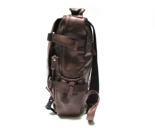 Cool Coffee Mens Leather Backpack Travel Backpacks Laptop Backpack for men
