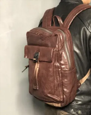 Cool Genuine Leather Mens Backpacks Large Coffee Travel Backpack Hiking Backpack for men