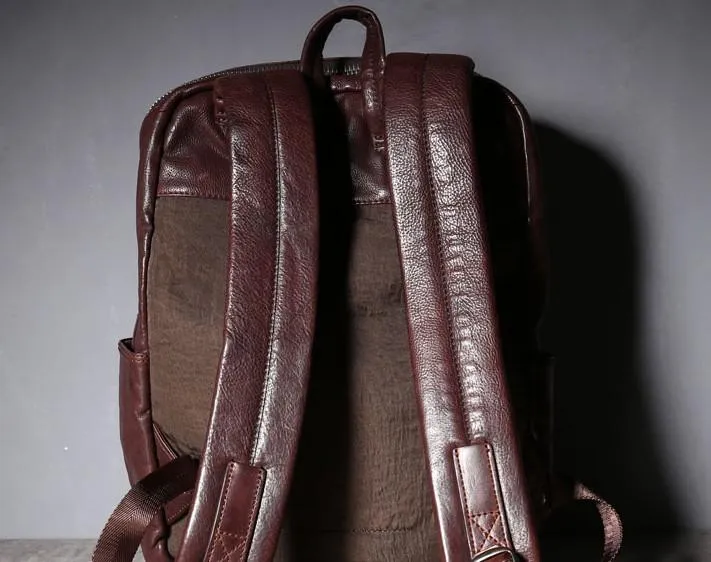 Cool Genuine Leather Mens Backpacks Large Coffee Travel Backpack Hiking Backpack for men
