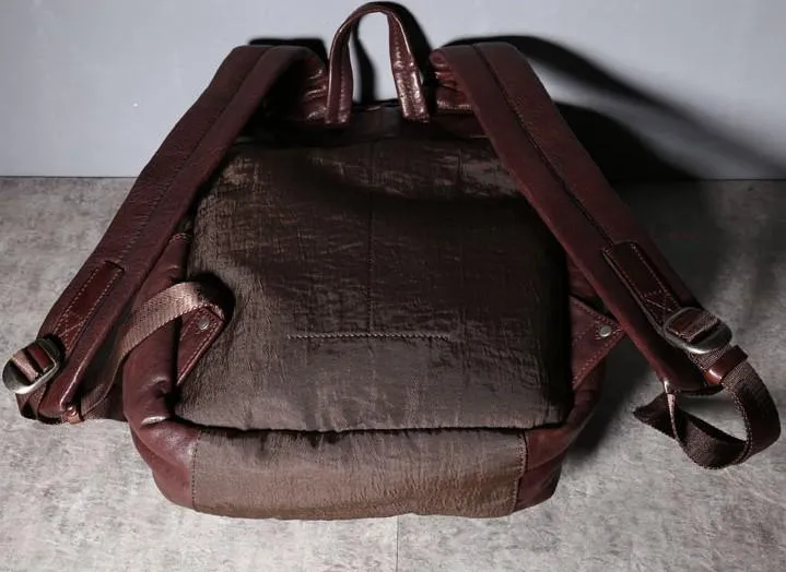 Cool Genuine Leather Mens Backpacks Large Coffee Travel Backpack Hiking Backpack for men