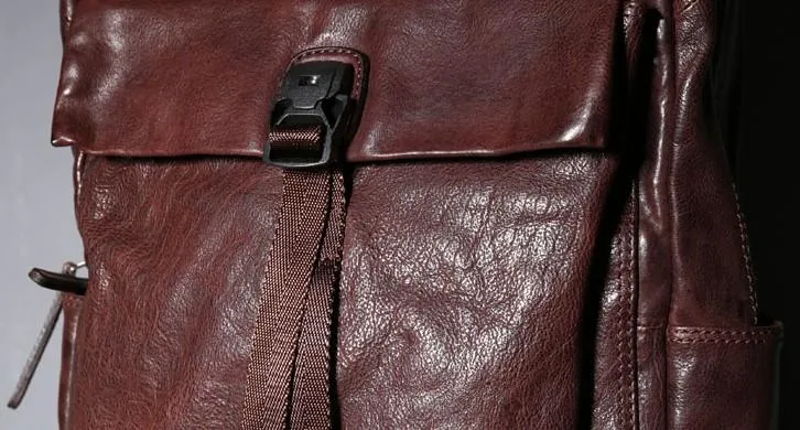 Cool Genuine Leather Mens Backpacks Large Coffee Travel Backpack Hiking Backpack for men