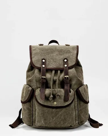 Cool Gray Fashion Mens Green Large Travel Backpack  14'' Computer Backpack for Men