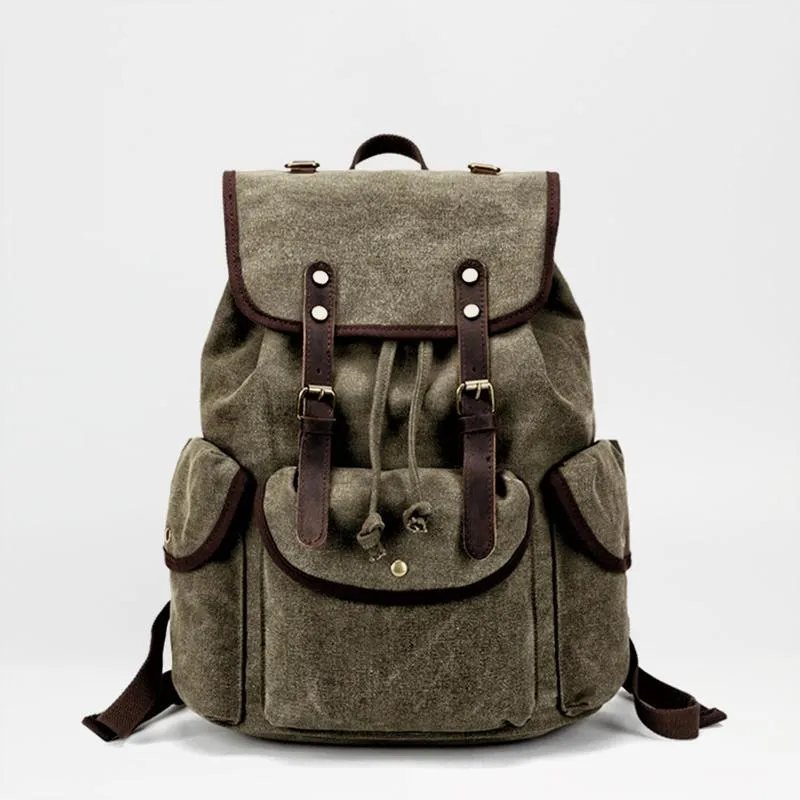Cool Gray Fashion Mens Green Large Travel Backpack  14'' Computer Backpack for Men