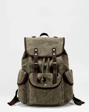 Cool Gray Fashion Mens Green Large Travel Backpack  14'' Computer Backpack for Men