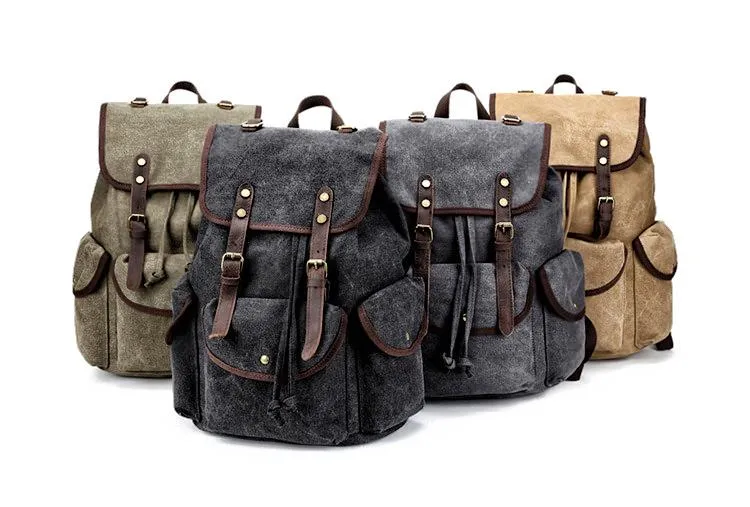Cool Gray Fashion Mens Green Large Travel Backpack  14'' Computer Backpack for Men