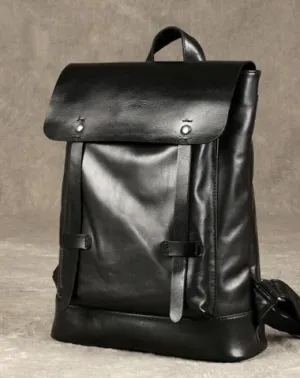 Cool Large Leather Mens Backpack Black Travel Backpack Hiking Backpacks for men