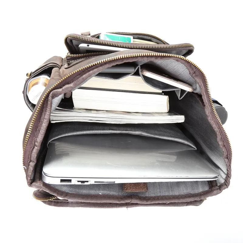 Cool Leather Mens Backpack Large Barrel Coffee Travel Backpacks Hiking Backpack for men