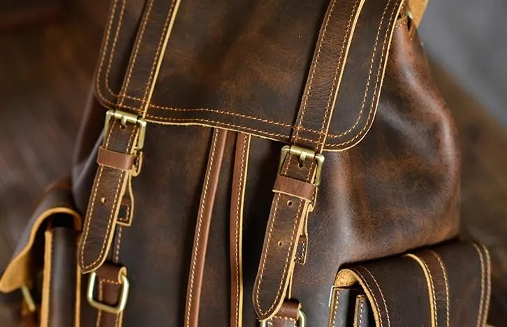 Cool Leather Mens Backpack Large Travel Backpack Hiking Backpack for men