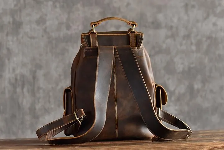 Cool Leather Mens Backpack Large Travel Backpack Hiking Backpack for men