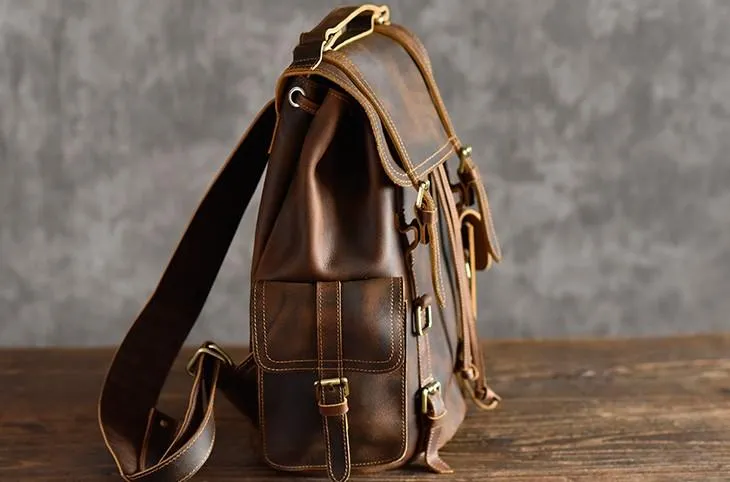 Cool Leather Mens Backpack Large Travel Backpack Hiking Backpack for men
