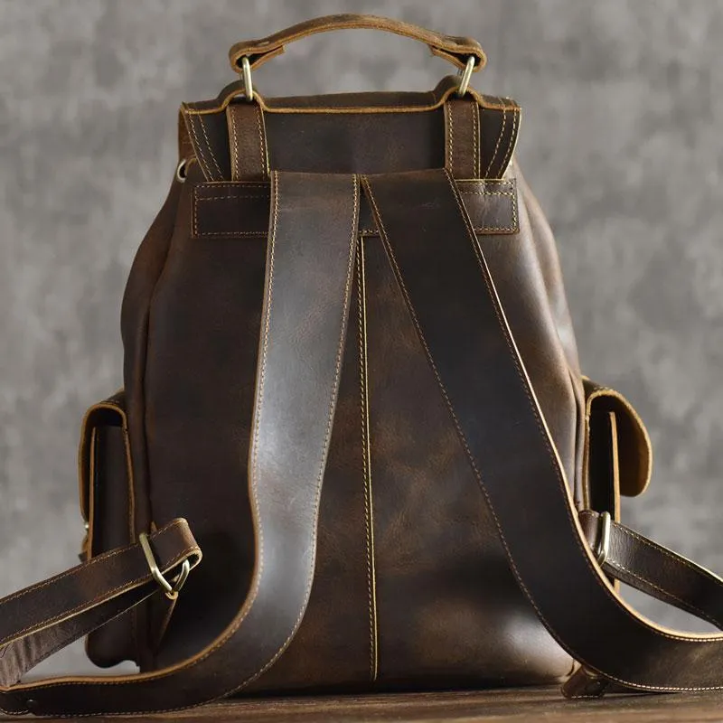 Cool Leather Mens Backpack Large Travel Backpack Hiking Backpack for men