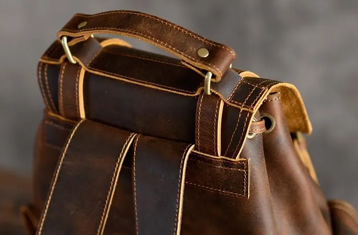 Cool Leather Mens Backpack Large Travel Backpack Hiking Backpack for men