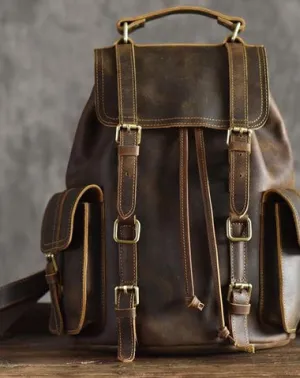 Cool Leather Mens Backpack Large Travel Backpack Hiking Backpack for men