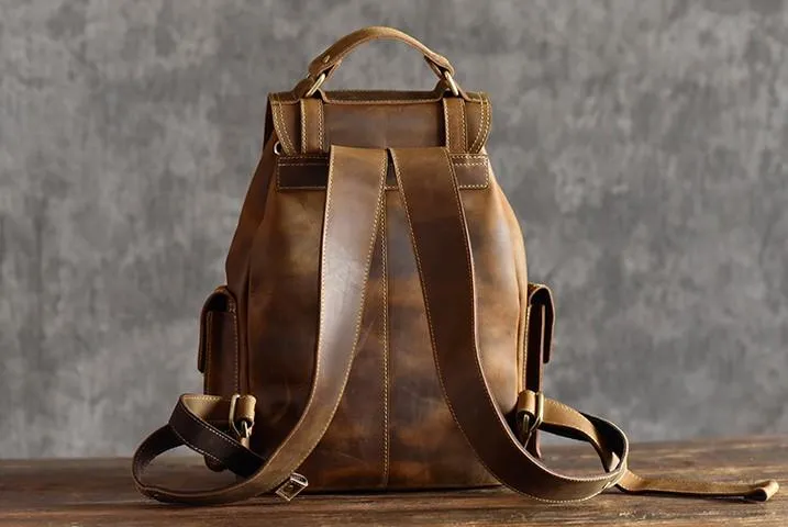 Cool Leather Mens Backpack Large Travel Backpack Hiking Backpack for men