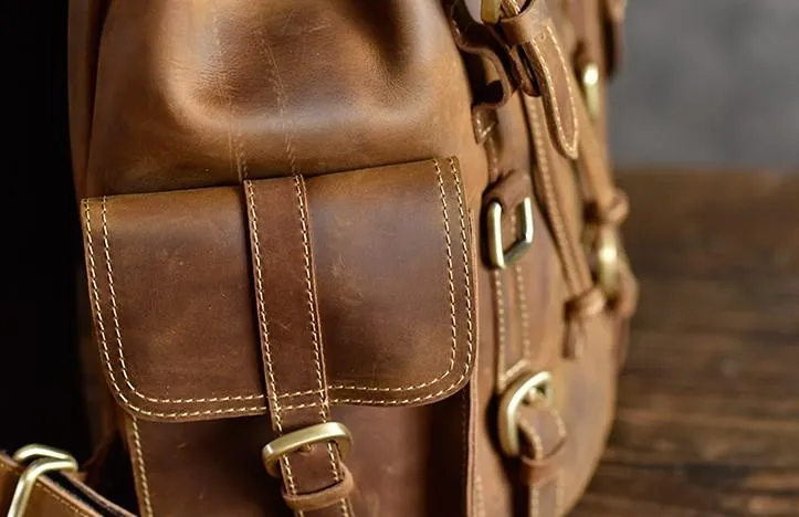 Cool Leather Mens Backpack Large Travel Backpack Hiking Backpack for men