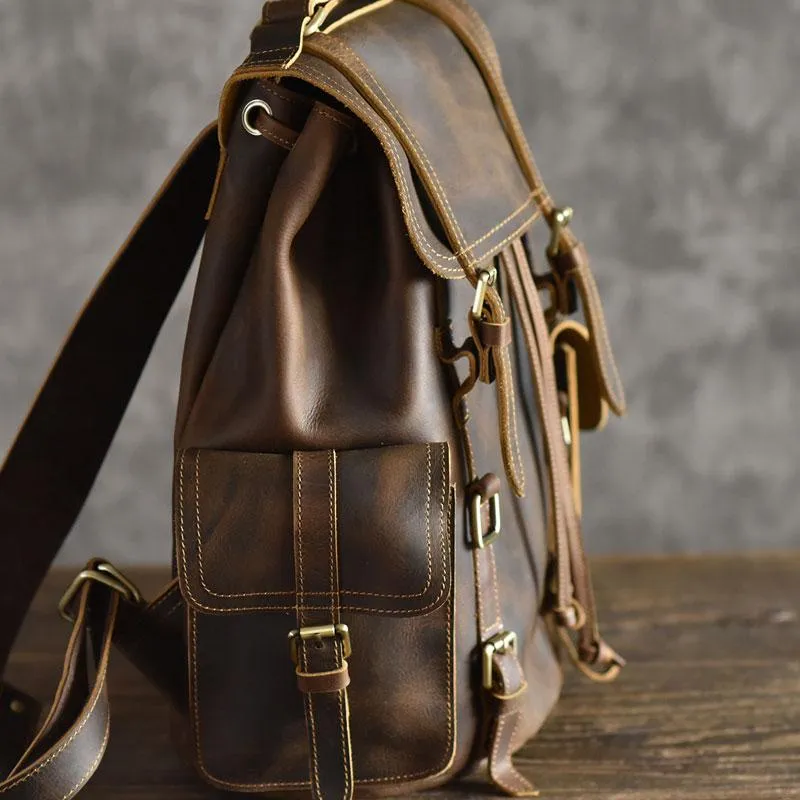 Cool Leather Mens Backpack Large Travel Backpack Hiking Backpack for men